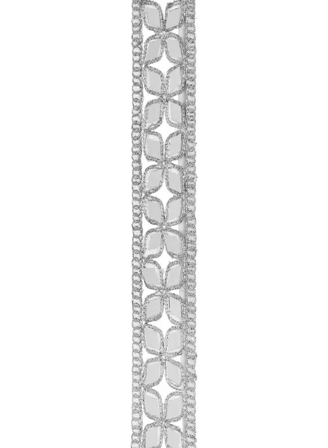 CORIOX Shiny Mirror Coding Lace 9 Meter Border for Dresses, Sarees, Suits, Blouses, Dupattas, Bags, Art and Craft. (Silver) - Image 4